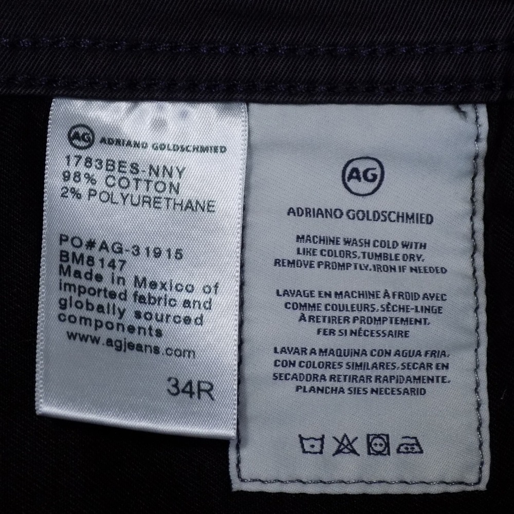 AG Adriano Goldschmied The Tellis Pants Mens 34R Navy Blue Modern Slim EUC - Picture 9 of 9